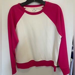 Jcrew baseball style size small sweatshirt NWOT pink white